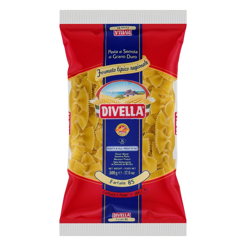 Macarrao-de-Trigo-Grano-Duro-Farfalle-85-Divella-Pacote-500g