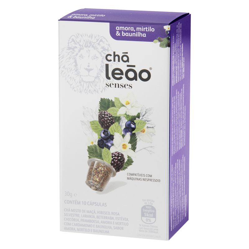 Cha-em-Capsula-Amora-Mirtilo---Baunilha-Cha-Leao-Senses-Caixa-30g-10-Unidades
