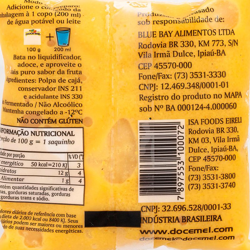 Polpa-de-Caja-Congelada-Doce-Mel-Pacote-100g