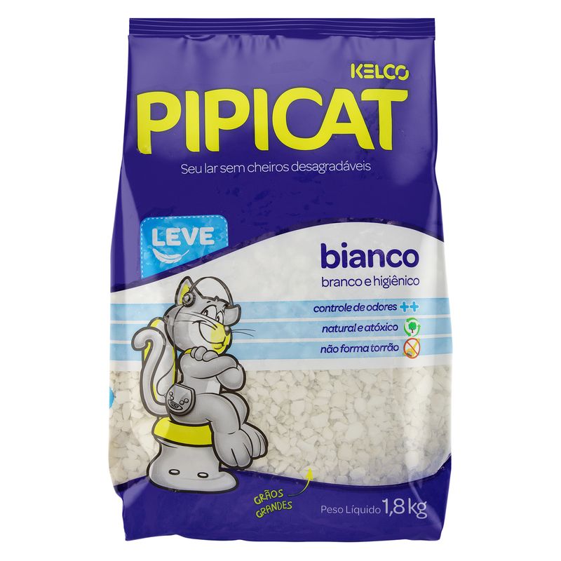 Areia-Higienica-Branca-Bianco-Graos-Grandes-Pipicat-Kelco-Pacote-18kg