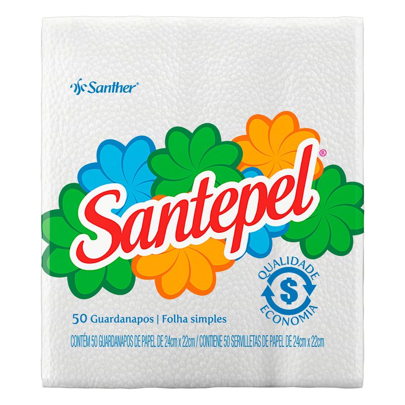 Guardanapo-de-Papel-Folha-Simples-24cm-x-22cm-Santepel-Pacote-50-Unidades