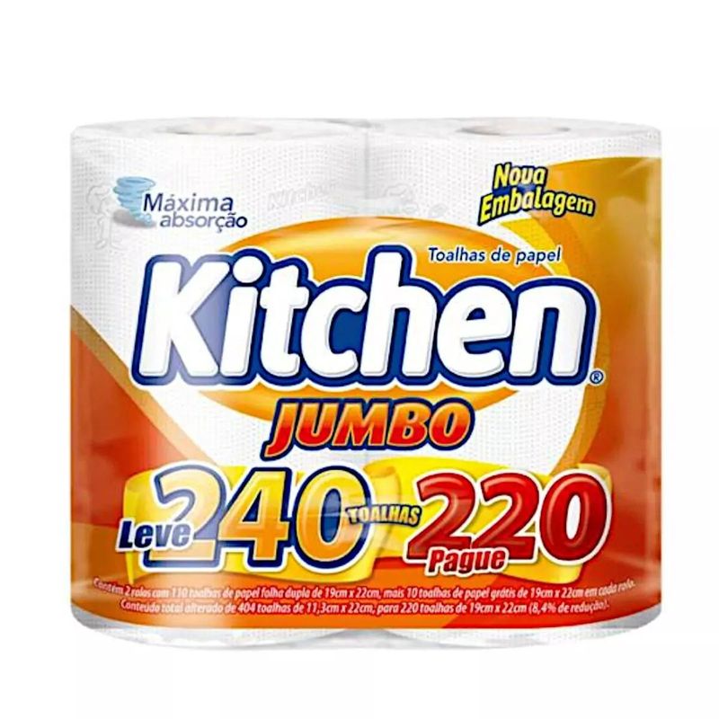 Pack-Papel-Toalha-Folha-Dupla-19cm-x-22cm-Jumbo-Kitchen-Pacote-240-Unidades-Leve-240-Pague-220