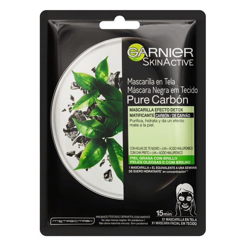 Mascara-Facial-Negra-em-Tecido-Pure-Carbon-Garnier-SkinActive-Envelope-28g