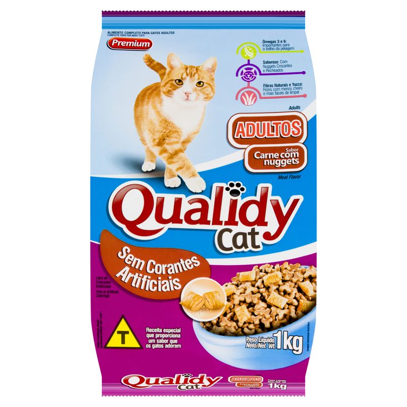 Alimento-para-Gatos-Adultos-Carne-Qualidy-Cat-Pacote-1kg