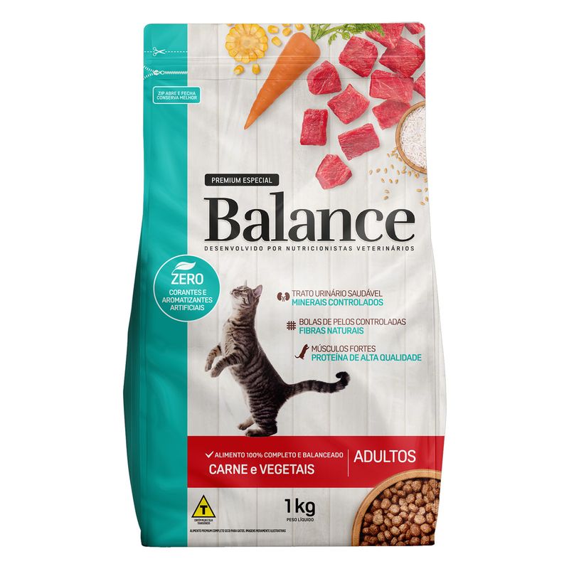 Alimento-para-Gatos-Adultos-Carne-e-Vegetais-Balance-Premium-Especial-Pouch-1kg