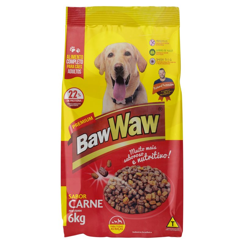 Alimento-para-Caes-Adultos-Carne-Baw-Waw-Premium-Pacote-6kg