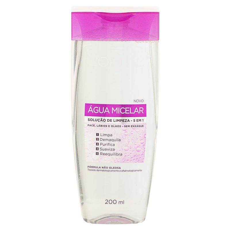 Agua-Micelar-Solucao-de-Limpeza-Facial-5-em-1-L-Oreal-Paris-Frasco-200ml