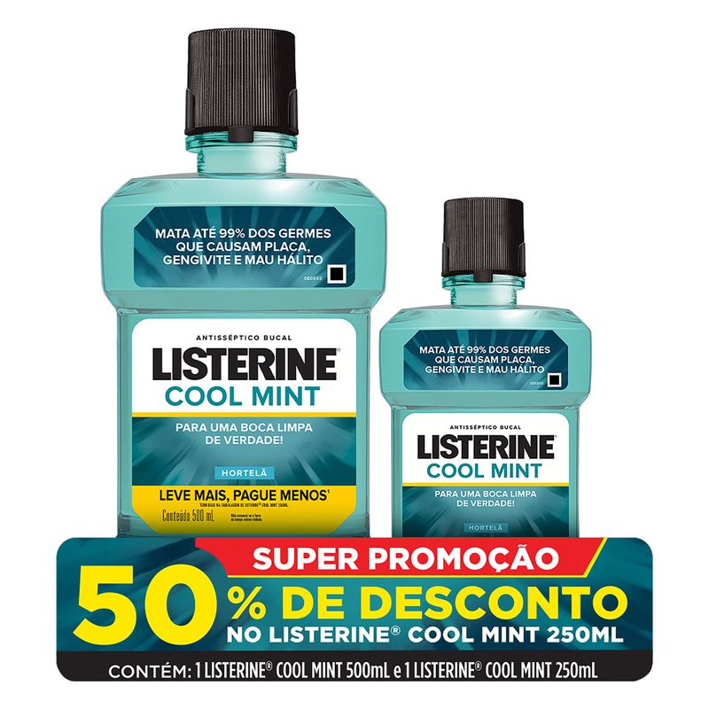 Enxaguante-Bucal-Antisseptico-Hortela-Cool-Mint-500ml---Enxaguante-Bucal-Antisseptico-Hortela-Cool-Mint-250ml-Frasco-Pack-2-Unidades