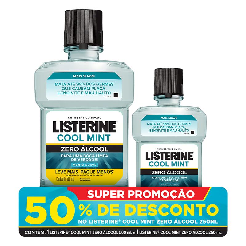 Enxaguante-Bucal-Antisseptico-Menta-Suave-Cool-Mint-500ml---Enxaguante-Bucal-Antisseptico-Menta-Suave-Cool-Mint-250ml-Frasco-Pack-2-Unidades