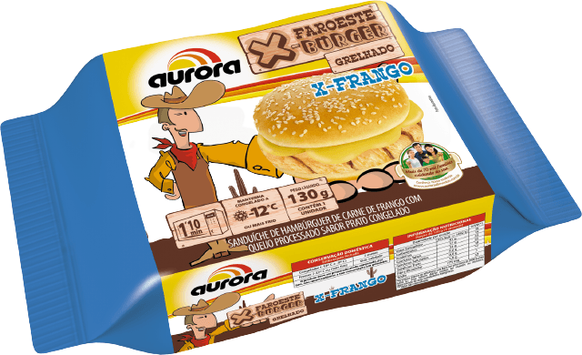 Sanduíche Congelado X-Frango Faroeste Burguer Aurora Pacote 130g