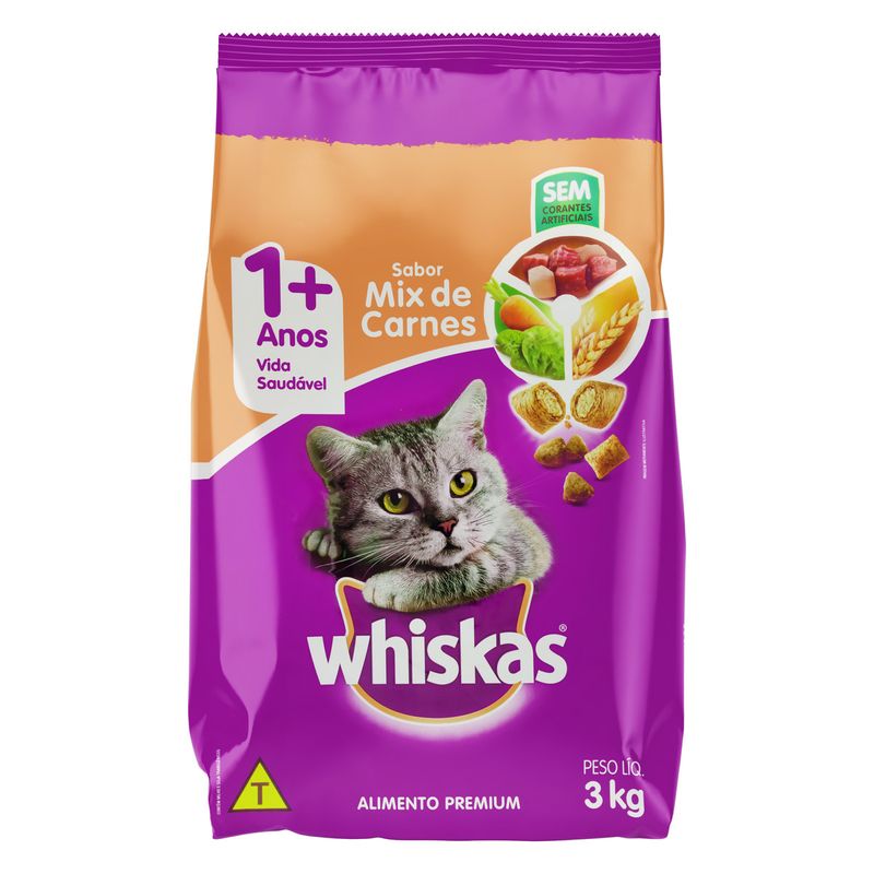 Alimento-para-Gatos-Adultos-Mix-de-Carnes-Whiskas-Pacote-3kg