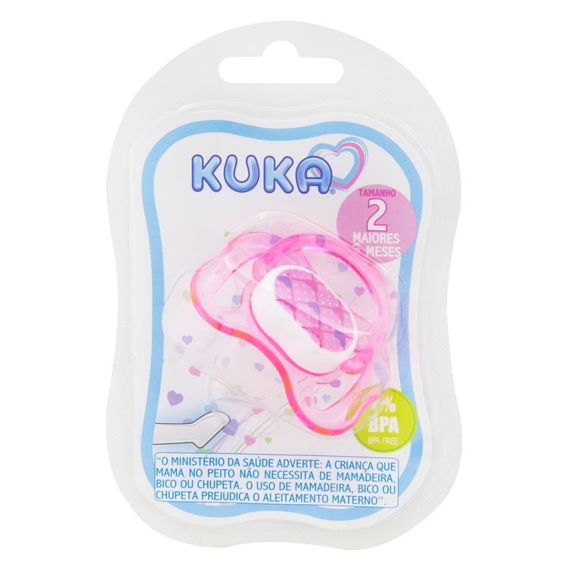 Chupeta-de-Silicone-Tamanho-2-Rosa-Kuka-Cartela-1-Unidade