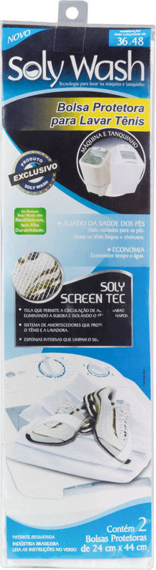 Bolsa-Protetora-para-Lavar-Tenis-Tamanhos-36-a-48-Soly-Wash-24x44cm-Pacote-1-Unidade