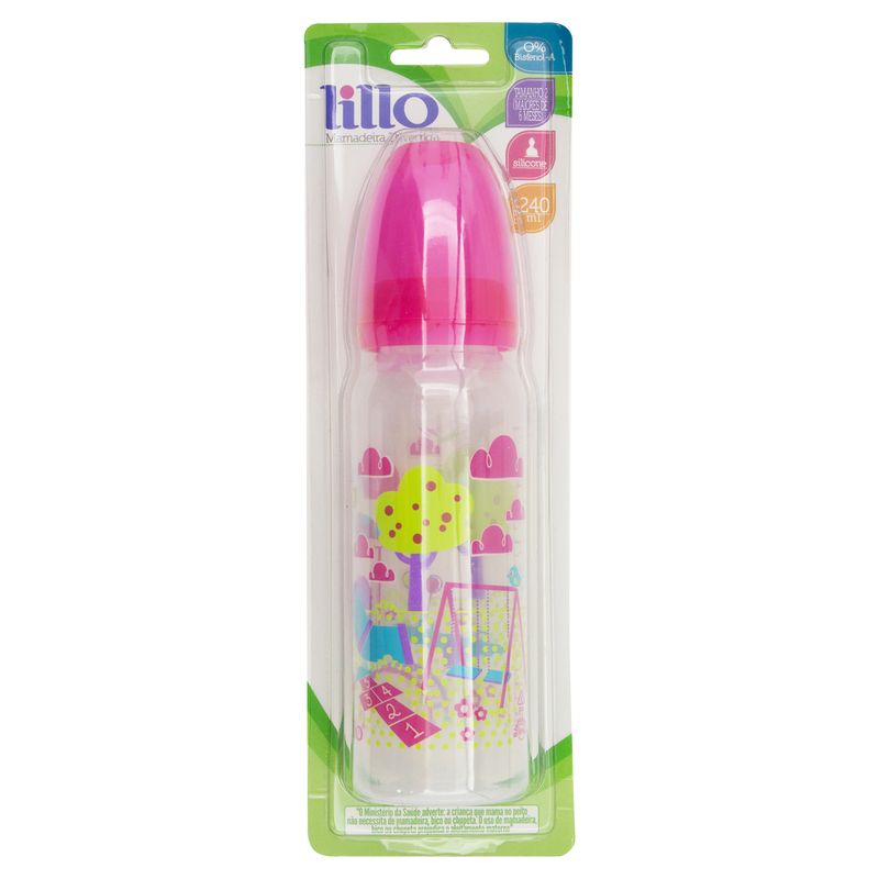 Mamadeira-Tamanho-2-Rosa-240ml-Divertida-Lillo-Cartela-1-Unidade