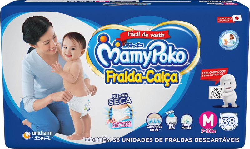 Fralda-Calca-Super-Seca-Facil-de-Vestir-Tamanho-M-MamyPoko-Pacote-38-Unidades