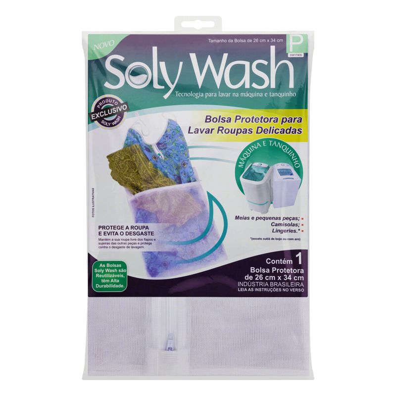 Bolsa-Protetora-para-Lavar-Roupas-Delicadas-P-26x34cm-Soly-Wash-Pacote-1-Unidade