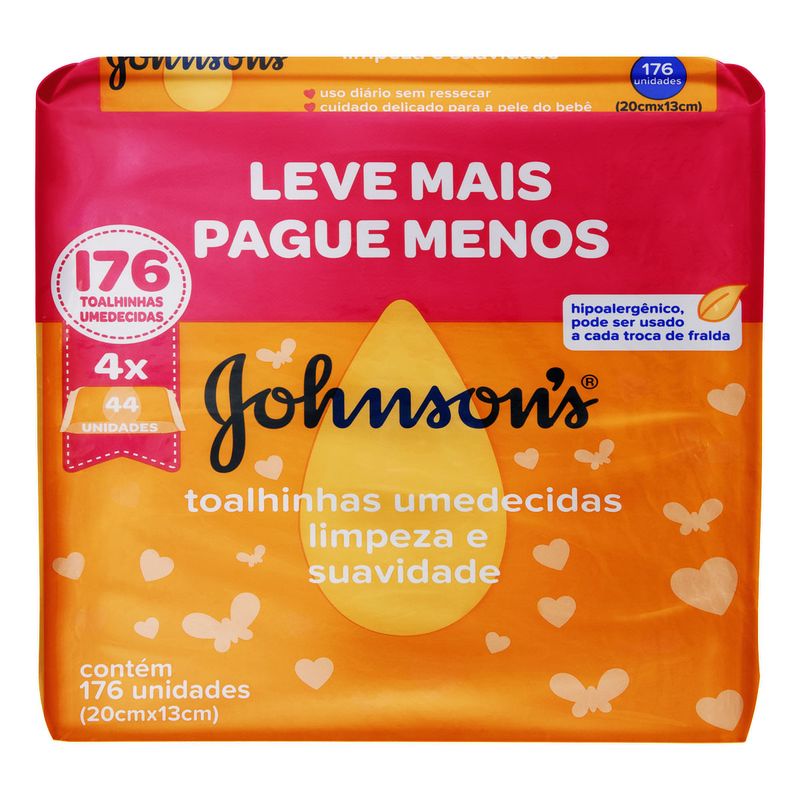 Pack-Toalha-Umedecida-Limpeza-e-Suavidade-Johnson-s-4-Pacotes-44-Unidades-Cada-Leve-Mais-Pague-Menos