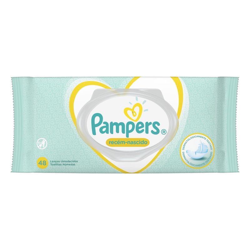 Lenco-Umedecido-Recem-Nascido-Pampers-Pacote-48-Unidades