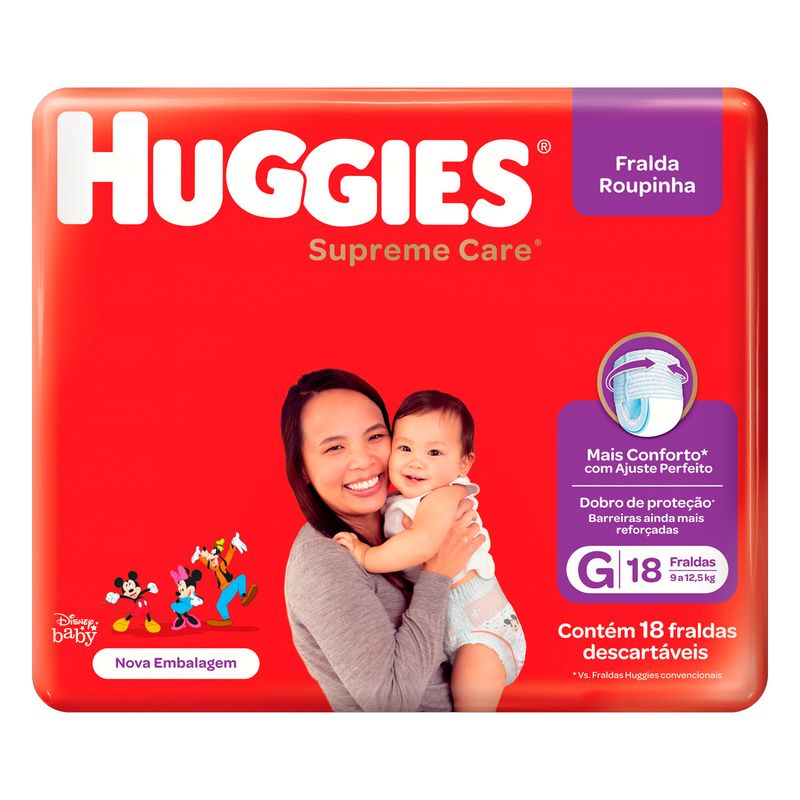 Fralda-Descartavel-Infantil-Roupinha-Huggies-Supreme-Care-G-Pacote-18-Unidades