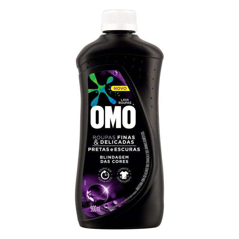 Lava-Roupas-Liquido-Roupas-Blindagem-das-Cores-Pretas-e-Escuras-Omo-Frasco-900ml-Novo