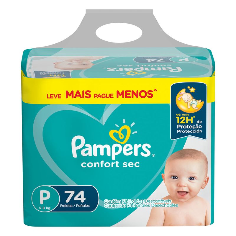 Fralda-Descartavel-Infantil-Confort-Sec-P-Pampers-Pacote-74-Unidades-Leve-Mais-Pague-Menos