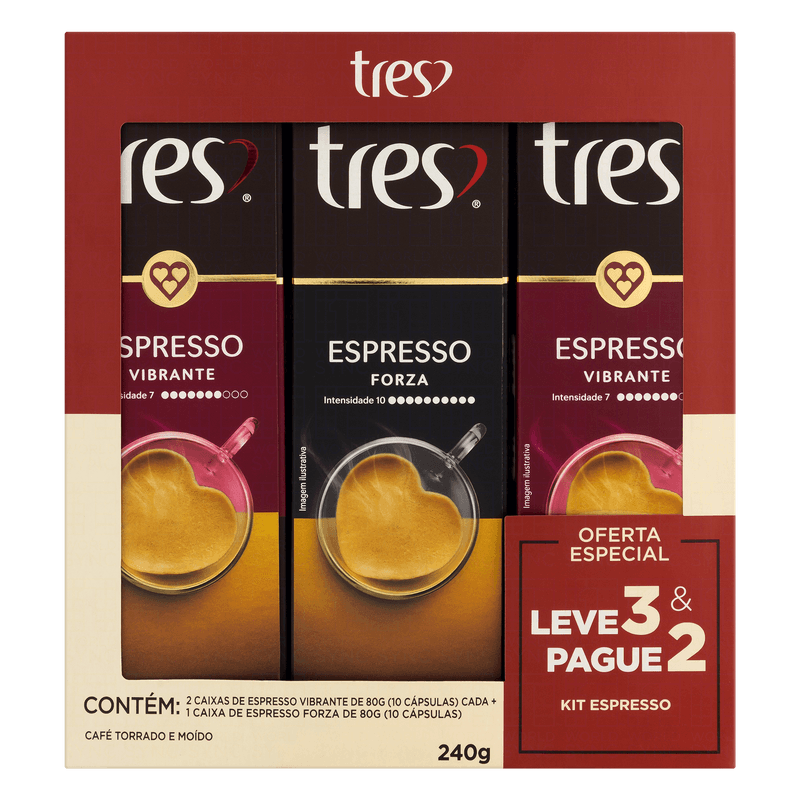 Kit-Cafe-em-Capsula-Torrado-e-Moido-Espresso-Vibrante---Espresso-Forza-Tres-Caixa-3-Unidades-80g-Cada-Leve-3-Pague-2