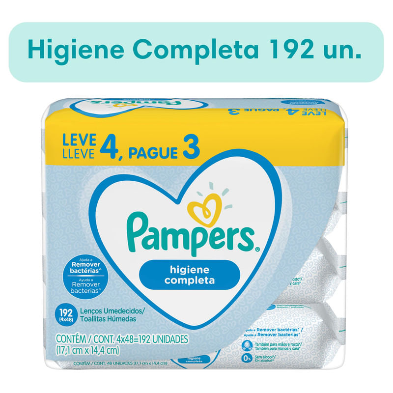 Pack-Lencos-Umedecidos-Higiene-Completa-Pampers-Pacote-4-Unidades-48-Cada-Leve-4-Pague-3