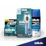 Kit-1-Aparelho-Recarregavel---3-Cargas-para-Barbear-Gillette-Mach3-Gratis-1-Gel-de-Barbear-Extra-Comfort-71g