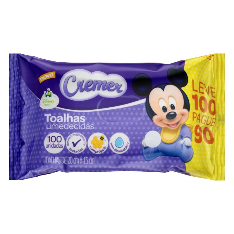 Toalha-Umedecida-Disney-Baby-Cremer-Pacote-Leve-100-Pague-90-Unidades