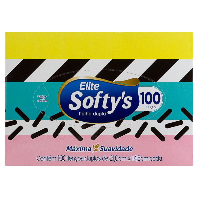 Lenco-de-Papel-Folha-Dupla-Elite-Softy-s-Caixa-100-Unidades
