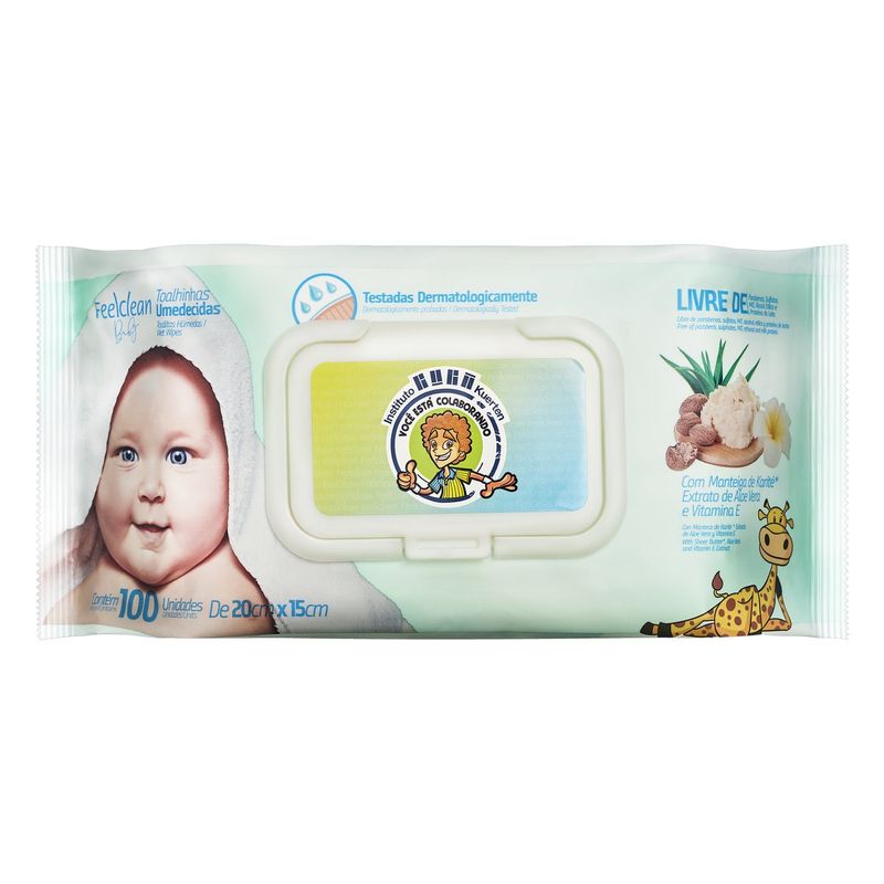 Toalha-Umedecida-Higienica-Feelclean-Pacote-100-Unidades