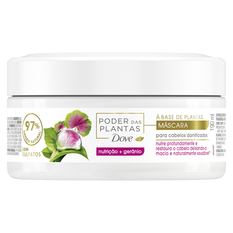 Mascara-de-Tratamento-Capilar-Poder-das-Plantas-Nutricao---Geranio-Dove-Pote-190ml