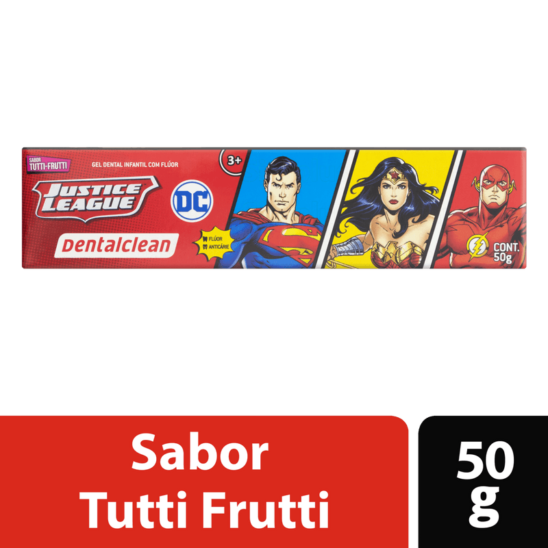 3Creme-Dental-Infantil-Herois-Liga-da-Justica-com-Fluor-Sabor-Tutti-Frutti-Dental-Clean-Caixa-50g