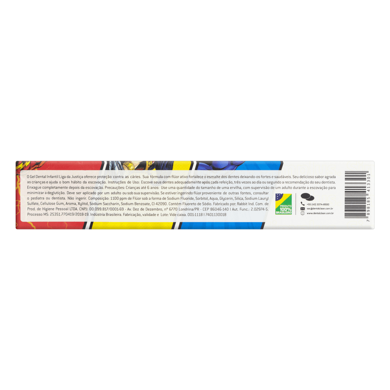 4Creme-Dental-Infantil-Herois-Liga-da-Justica-com-Fluor-Sabor-Tutti-Frutti-Dental-Clean-Caixa-50g