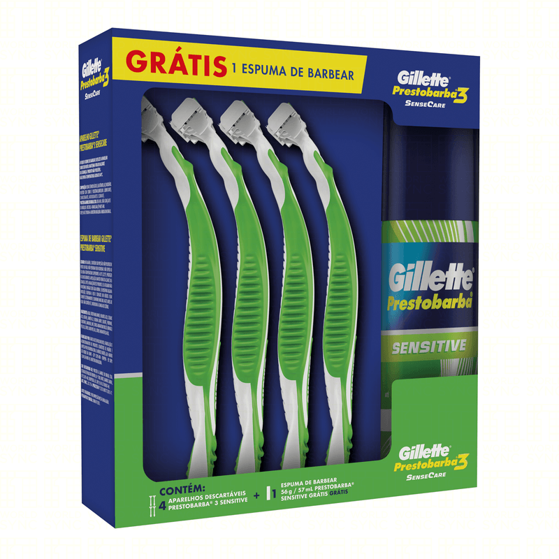 Kit-4-Aparelhos-Descartaveis-para-Barbear-Gillette-Prestobarba3-SenseCare---1-Espuma-de-Barbear-56g