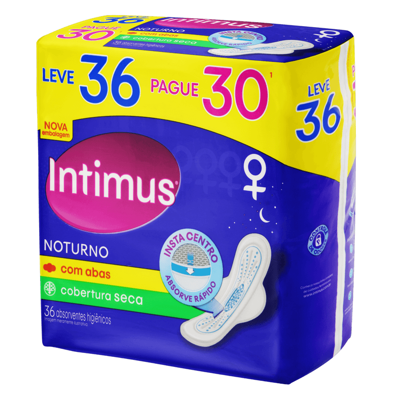 Absorvente-com-Abas-Cobertura-Seca-Noturno-Intimus-Pacote-36-Unidades-Leve-36-Pague-30