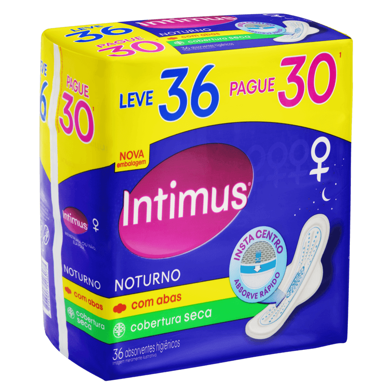 Absorvente-com-Abas-Cobertura-Seca-Noturno-Intimus-Pacote-36-Unidades-Leve-36-Pague-30