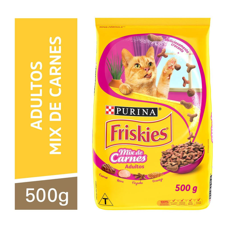 Alimento-para-Gatos-Adultos-Mix-de-Carne-Friskies-Purina-Pacote-500g