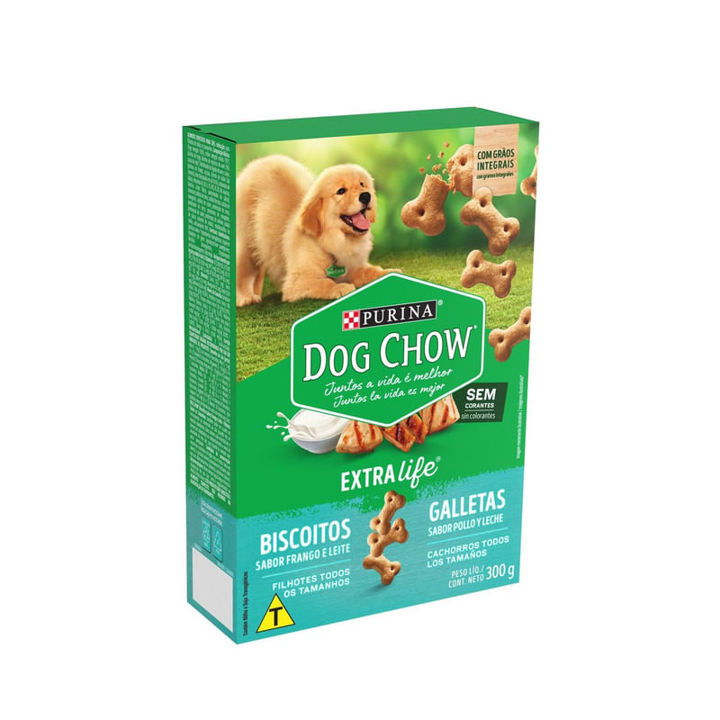 Biscoito-Para-Caes-Racas-Filhotes-Frango-e-Leite-Extra-Life-Dog-Chow-Purina-Caixa-300g