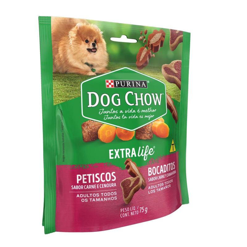 Petisco-Para-Caes-Adultos-Carne-e-Cenoura-Dog-Chow-Purina-Sache-75g