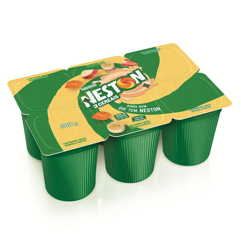Iogurte-Parcialmente-Desnatado-Morango-Maca-Banana-e-Cereais---Mamao-Maca-Banana-e-Cereais-Neston-Nestle-Bandeja-540g
