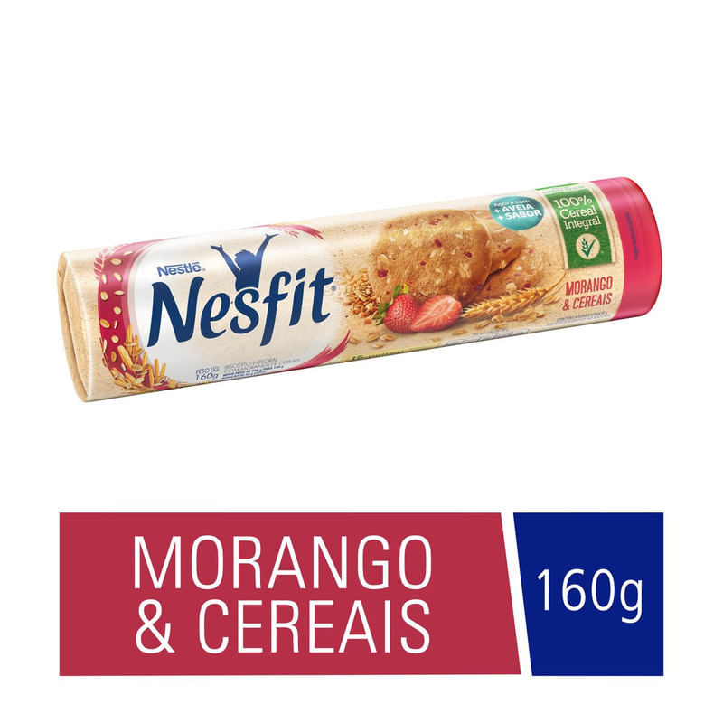Biscoito-Integral-Morango---Cereais-Nesfit-Nestle-Pacote-160g