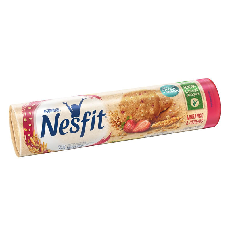 Biscoito-Integral-Morango---Cereais-Nesfit-Nestle-Pacote-160g