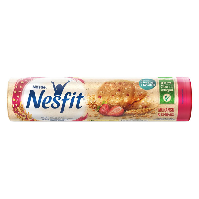 Biscoito-Integral-Morango---Cereais-Nesfit-Nestle-Pacote-160g