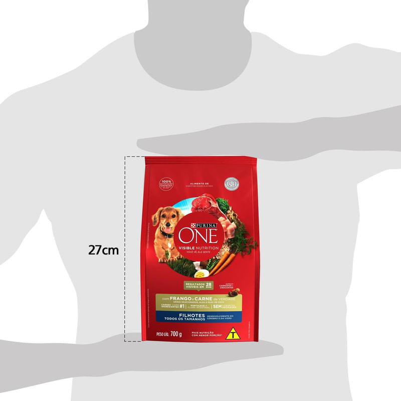 Alimento-para-Caes-Filhotes-Todos-os-Tamanhos-Frango-e-Carne-One-Visible-Nutrition-Purina-Pacote-700g