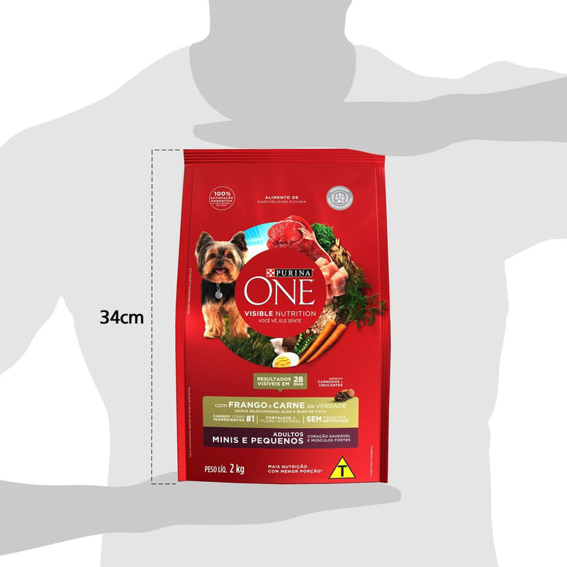 Alimento-para-Caes-Adultos-Racas-Minis-e-Pequenas-Frango-e-Carne-One-Visible-Nutrition-Purina-Pacote-2kg