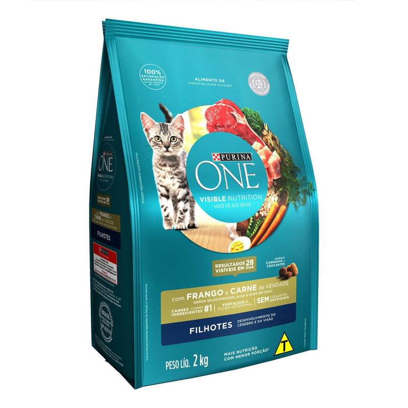 Alimento-para-Gatos-Filhotes-Frango-e-Carne-One-Visible-Nutrition-Purina-Pacote-2kg