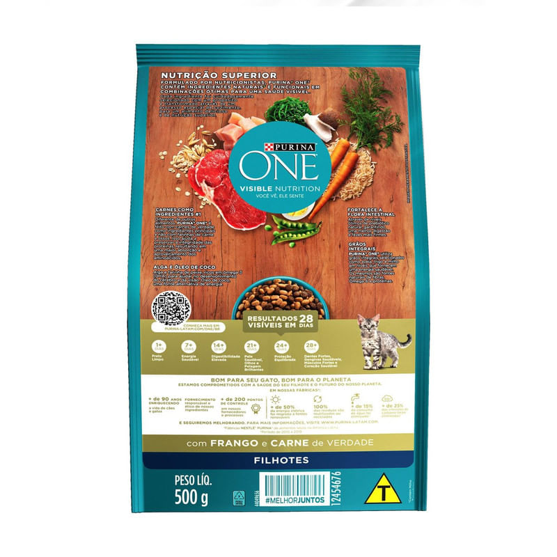 Alimento-para-Gatos-Filhotes-Frango-e-Carne-One-Visible-Nutrition-Purina-Pacote-500g