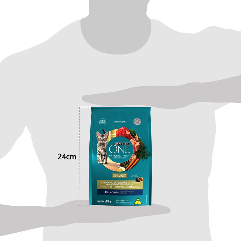 Alimento-para-Gatos-Filhotes-Frango-e-Carne-One-Visible-Nutrition-Purina-Pacote-500g
