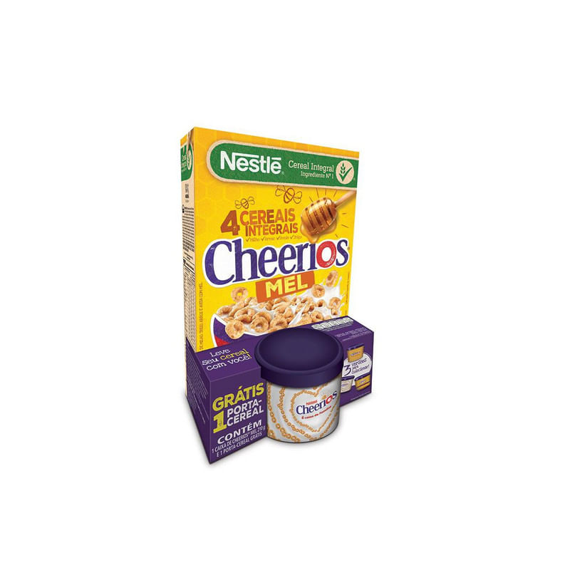 Kit-Cereal-Integral-Matinal-de-Milho-Trigo-Arroz-e-Aveia-com-Mel-Nestle-Cheerios-4-Cereais-Caixa-210g-Gratis-1-Porta-Cereal